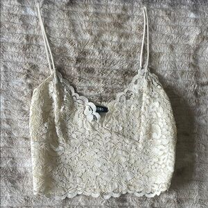 Express Cream Lace Crop Tank